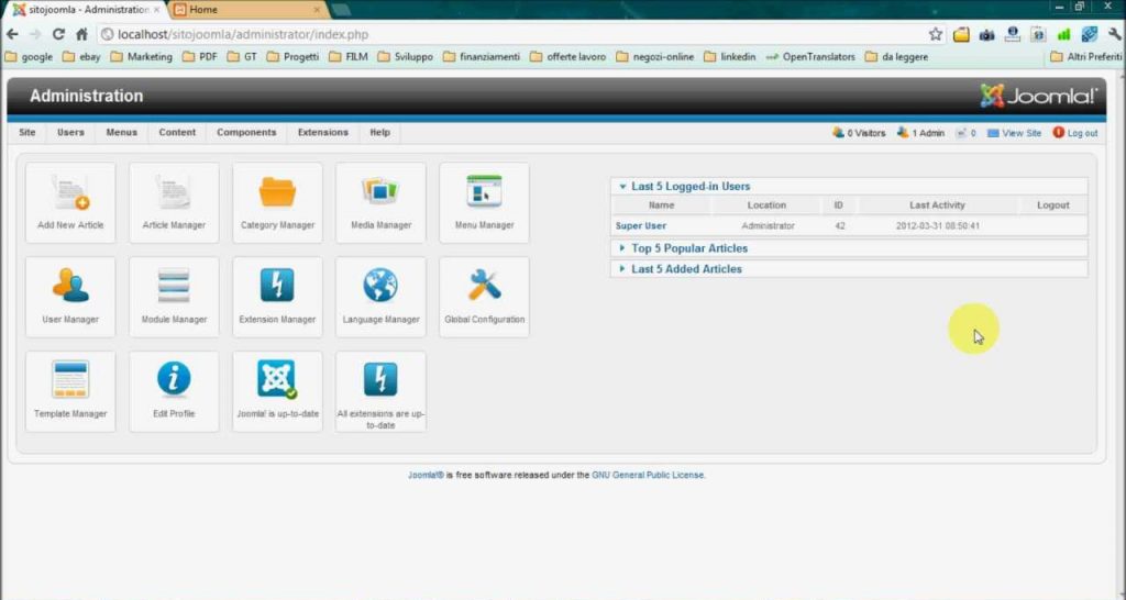 Costruire sito web con Joomla